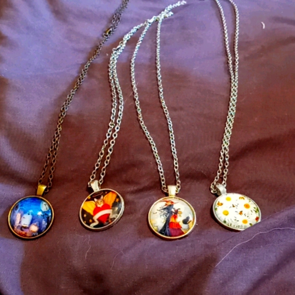 A group of necklaces